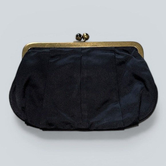 J. Crew Black Satin Kisslock Clutch | Vintage - Picture 5 of 5